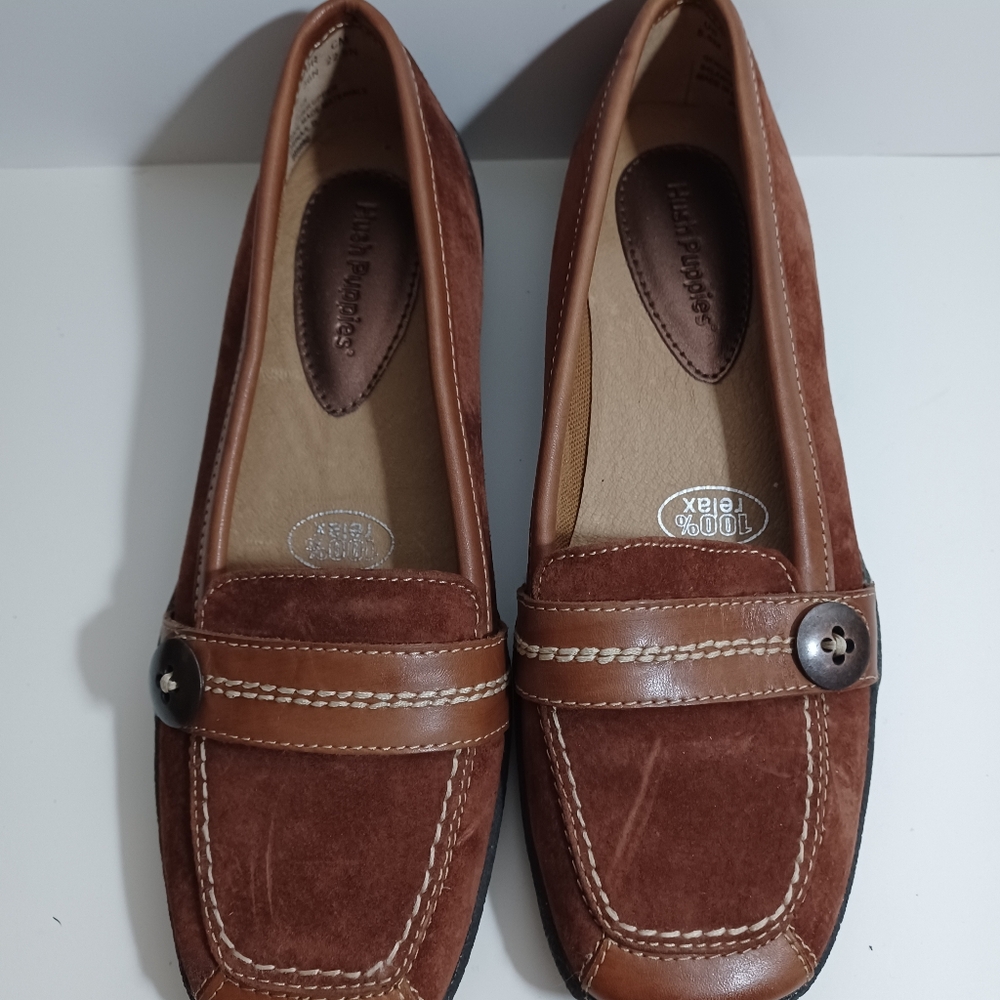 Hush Puppies Womens Dark Rust Slip-on Leather Shoes Pre-owned 5.5 M